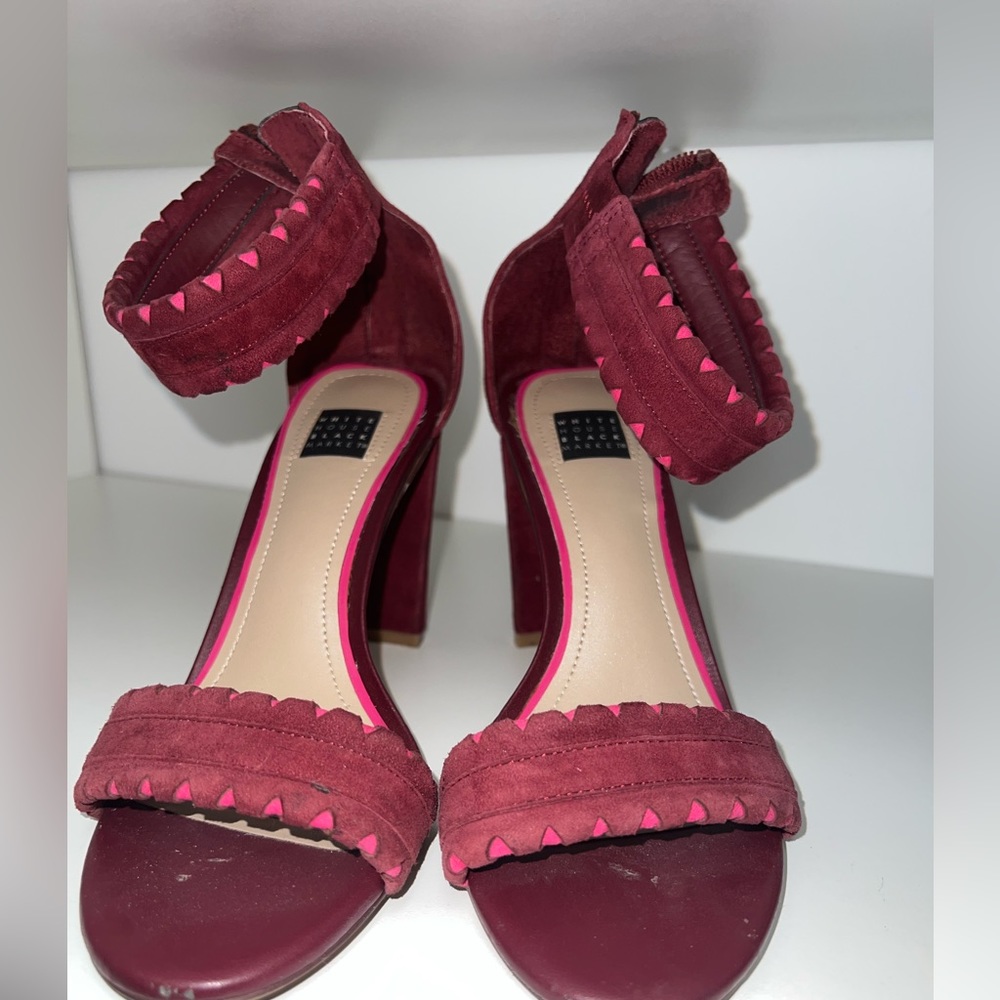 Maroon with pink trim heels - great for fall season.